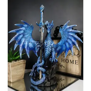 Ruth Thompson Blue Sea Blade Dragon Statue With Letter Opener Dagger Sword Decor