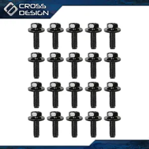 CROSSDESIGN Fit For Honda Body Bolts- M6-1.0 x 20mm Long- 10mm Hex- 17mm Washer- 20 bolts CROSSDESIGN Fit For Honda Body Bolts- M6-1.0 x 20mm Long- 10mm Hex- 17mm Washer- 20 bolts