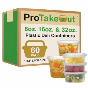ProTakeOut, [8/16/32 oz] Mix Heavy-Duty PP Deli Containers with Lids – 60 Sets  | Microwave & Freezer Safe | Durable, Leak-Resistant & Reusable | Ideal for Bulk Food Storage, Meal Prep, Restaurants & Catering