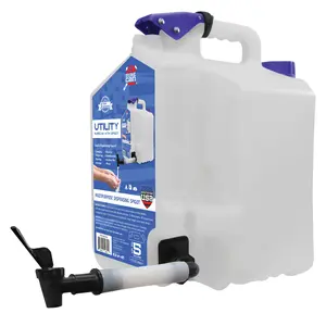 Surecan 5 gallon Portable Water Station - Versatile Water Storage Utility Tank with a Rotating Spigot, Ideal Camping Emergency Water Container (White)