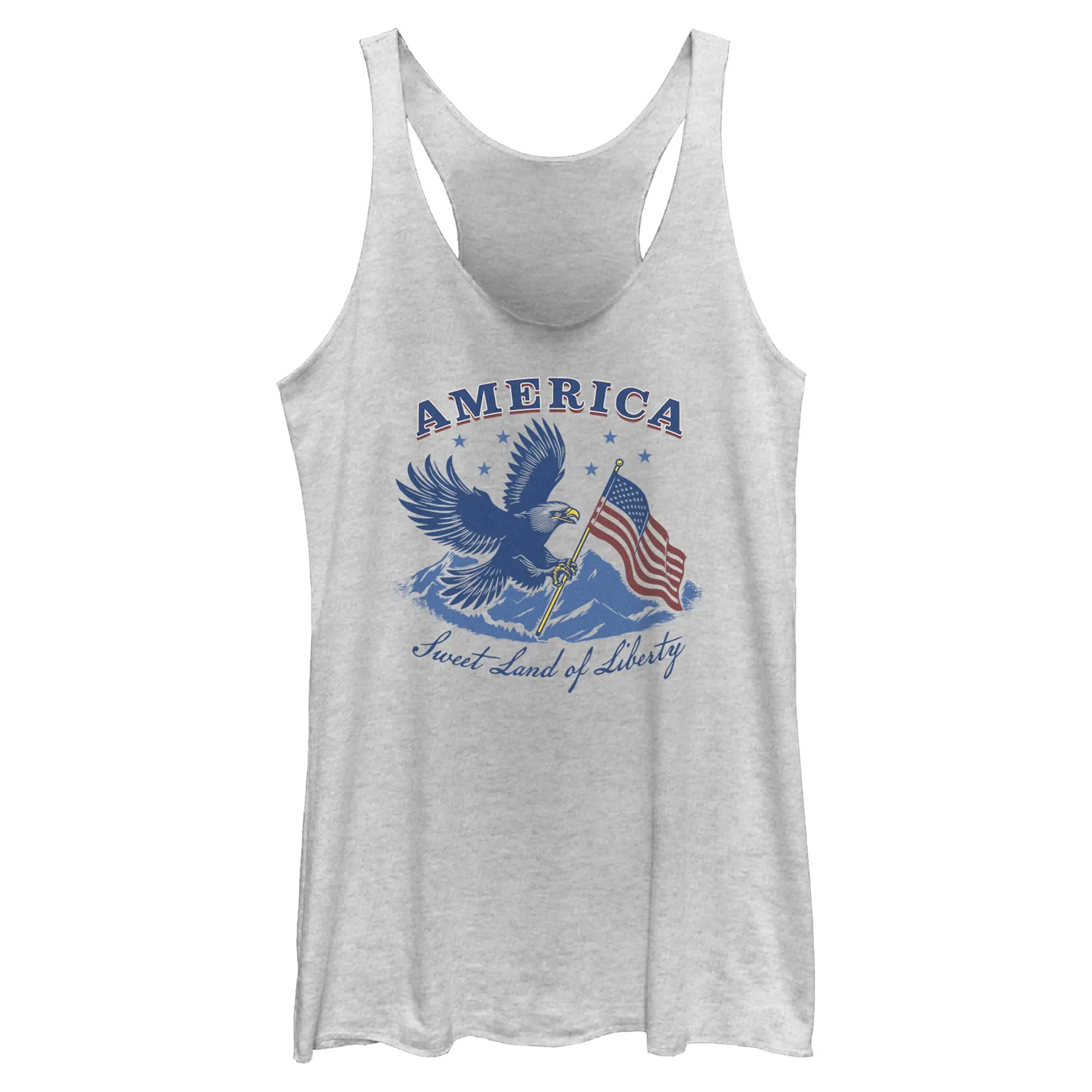 Lost Gods Sweet Land America Women's Sleeveless Racerback Tank, Casual Everyday Fit, Printed Women's Top, Style