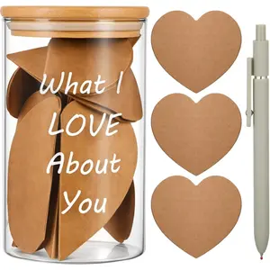 Love Notes Jar What I Love About You with 50 Heart Shaped Notes and 1 Pen, Memory Jar, Mother's Day Anniversary Birthday Gift for Girlfriend Boyfriend Husband Wife Teacher Couple