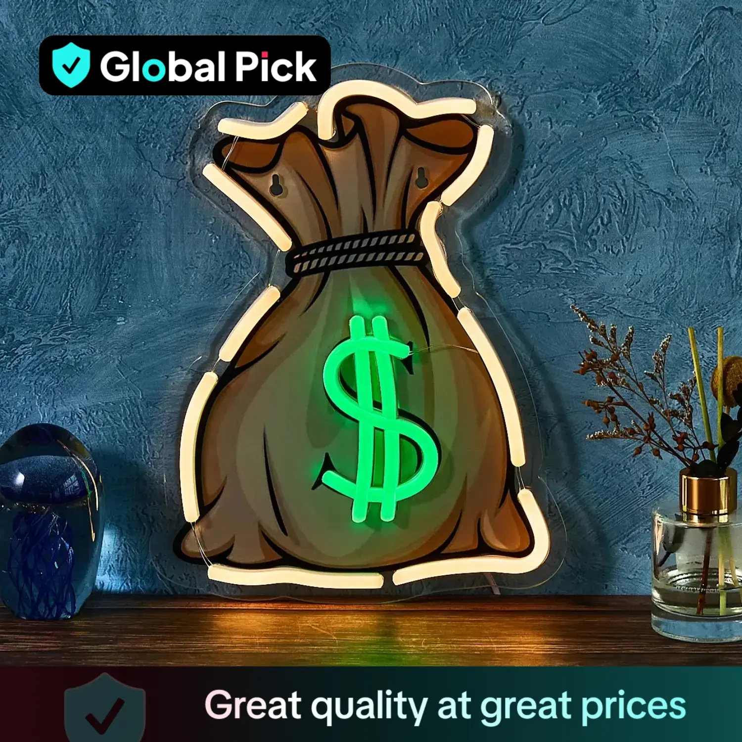 Money Bag Design Neon Sign, 1 Count USB Powered Creative Money Bag Design Neon Light, Decorative Light for Home Party Festival, Party Supplies, Wall L