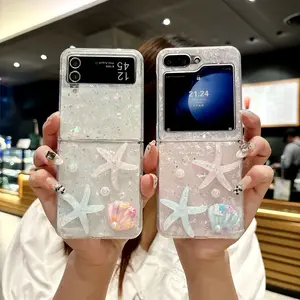 Shell Starfish Flip Phone Case for Samsung Zflip3/4/5/6, Summer Fresh Full Cover Protective Cover, Cute Design, Durable Material