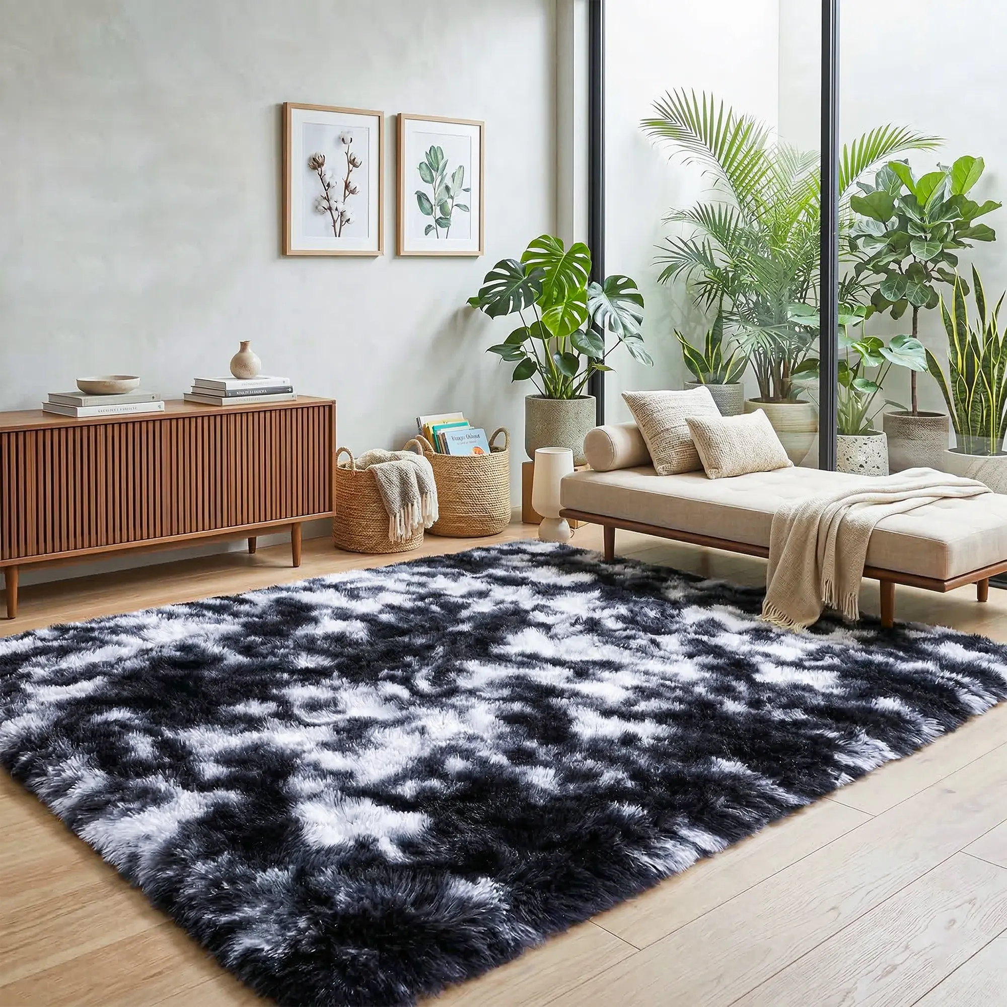 Area Rug For Living Room, Modern Shag Rug Washable Non-Slip Large Rug Super Soft Indoor Fuzzy Carpet Fluffy Rugs For Bedroom Home Aesthetic Decor