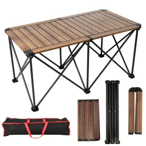 Whitsunday Outdoor Table 42.1 * 22.4inch Heavy-Duty Portable Camping Folding Dinner Table for Outdoor, Picnic, BBQ, Cooking - Dark Walnut