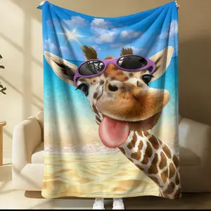 Giraffe Pattern Blanket, Suitable For Daily, Festival, And Birthday Gifts For Children And Adults. Soft, Warm, And Lightweight Plush Blanket, Perfect For Bed, Sofa, Car, And Room Decoration
