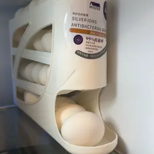 Stackable Egg Storage Box for Refrigerator, Refrigerator Organizer, Automatic Slide-Out Design, Space-Saving Large Capacity, Transparent PP Material