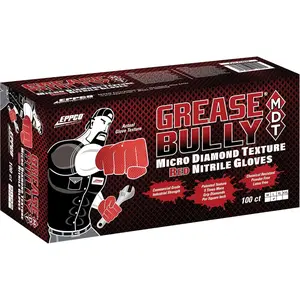 Bully 7-Mil Red Nitrile Gloves Disposable Powder Free, Latex Free Textured Grip Glove, Singles