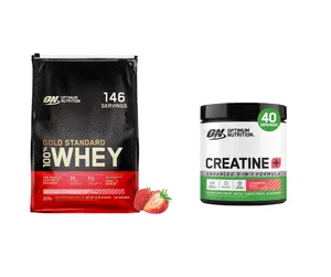 Optimum Nutrition Gold Standard Delicious Strawberry Protein 10 lbs & CREATINE+ STRAW PEACH .79 lbs