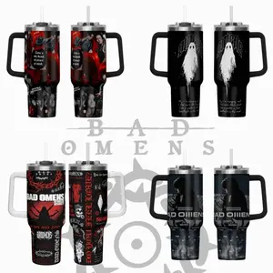 2026 Bad Omens Do You Feel Love Tumbler With Handle, Noah Sebastian Tour Insulated Travel Mug 40oz, Metal Core Alternative Gift Mug