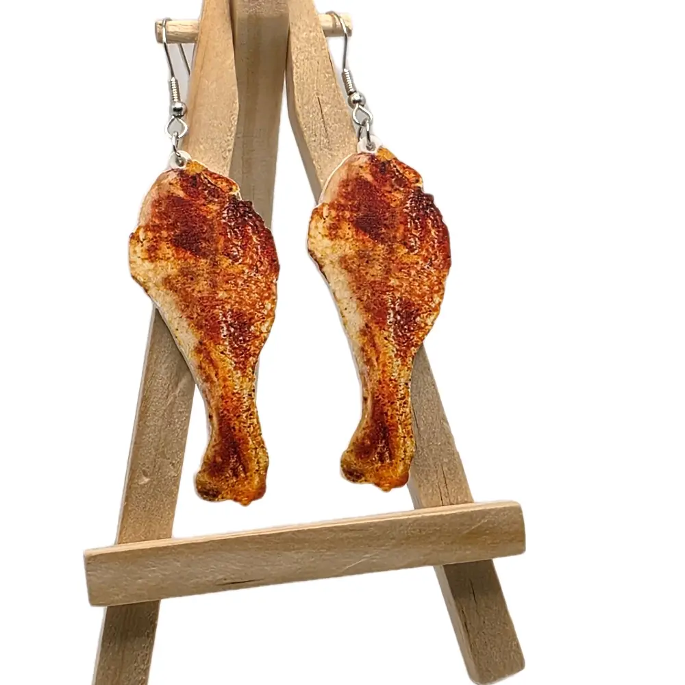 Seasoned Turkey Leg Earrings - Plastic Funny Design Lightweight & Stylish Accessory Cute Earring Hook Earrings for All-Day Wear