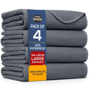 Uetopia Bdding Washable Underpads 34" x 52" (Pack of 4) Waterproof Reusable Heavy Absorbency Incontinence Bed Pads for Adults Kids Elderly and Pets Bedwetting Pads for Sofa and Couch (Grey)