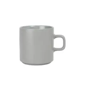 212 MAIN Blomus 9oz Reusable Ceramic Clay Pilar Cups - Set of 4, Minimalist Grey Kitchenware Drinkware Mugs That Stacks Well