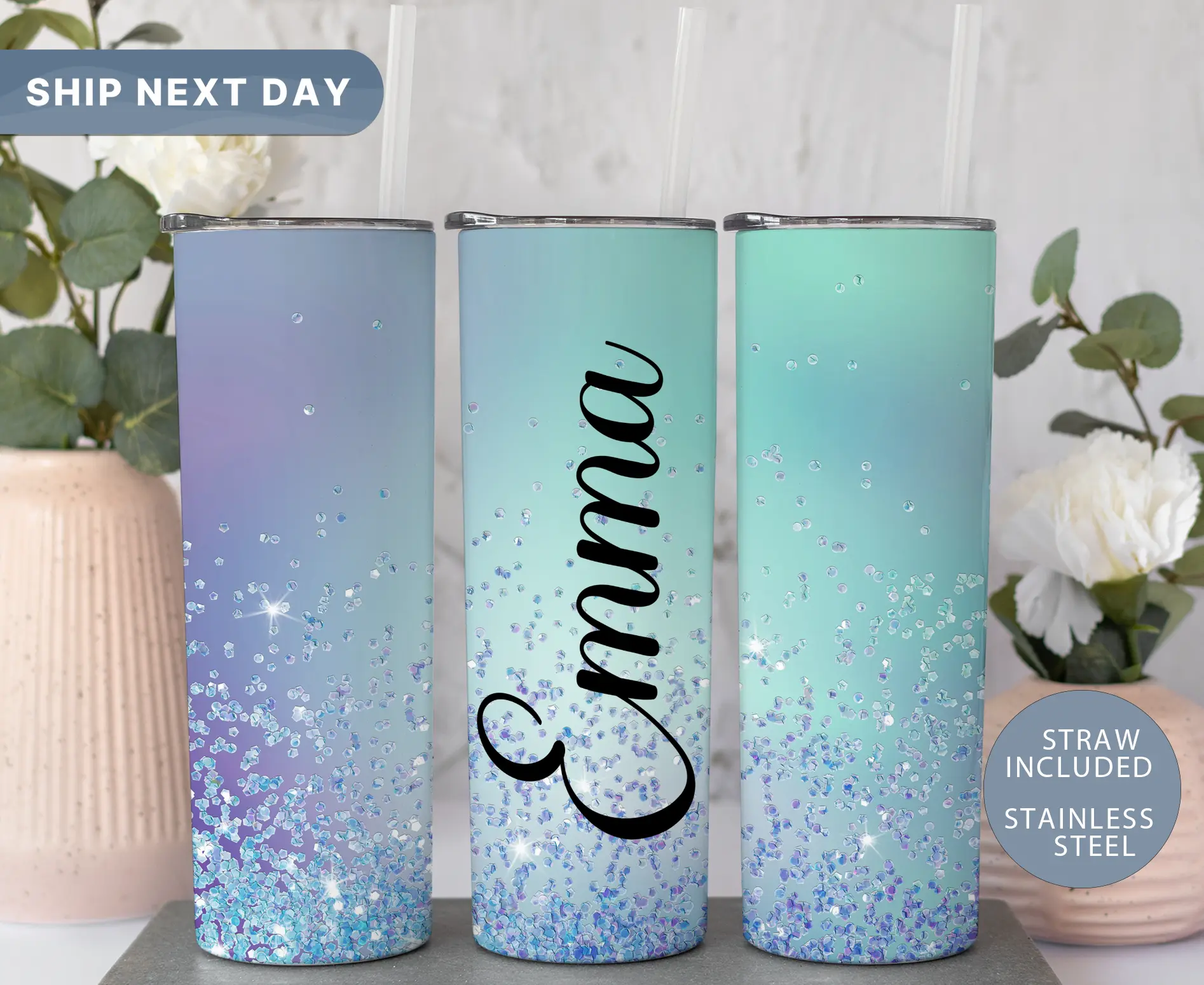 blue glitter inside out tumbler - TikTok Shop