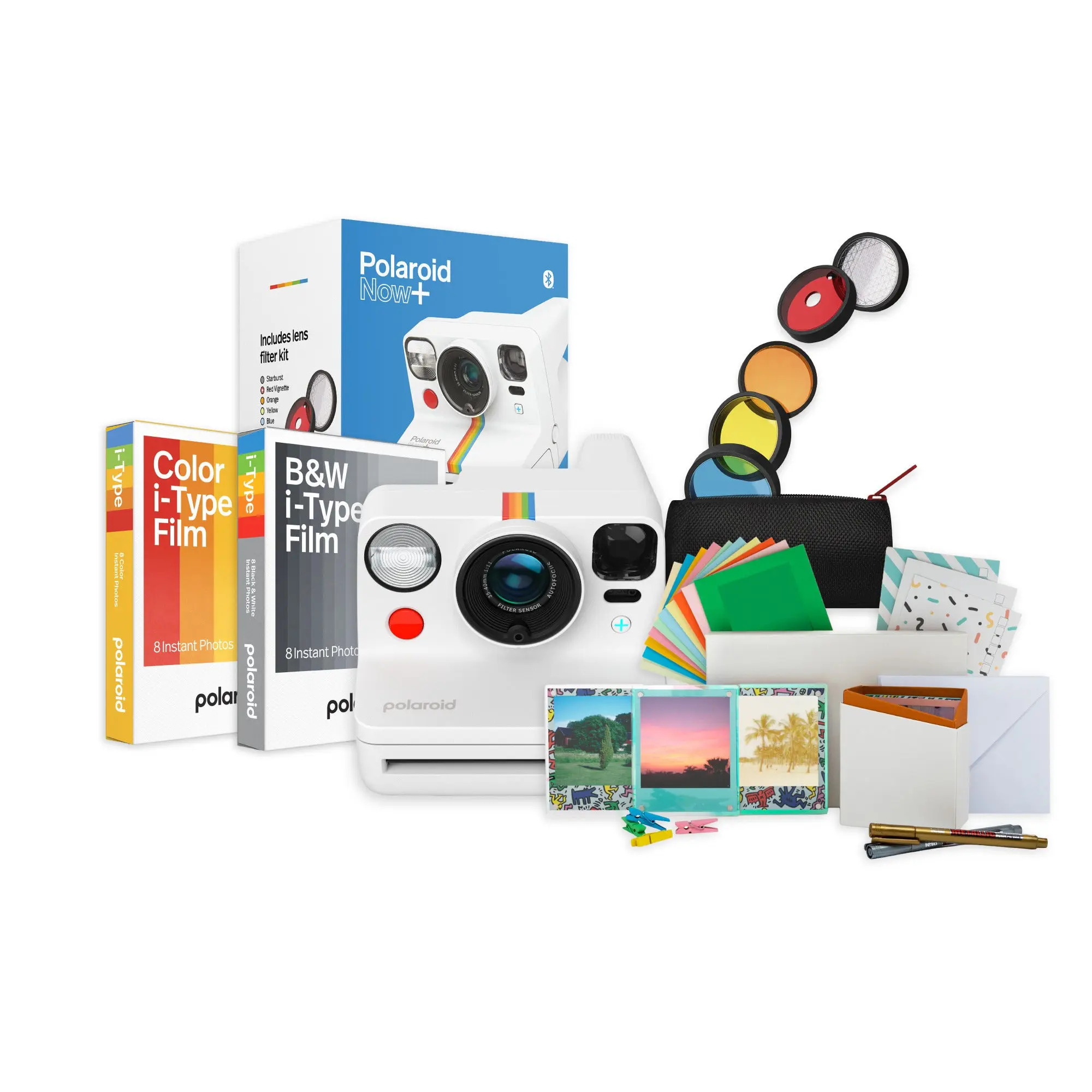 Polaroid NOW+ Rechargeable Instant Film Camera Deluxe Bundle - Square Format, Timer, Interchangeable Lens, Charging Accessory, Color & B&W Film, Mobile Compatibility, Built-in Flash, Manual Controls (Built-in Flash Instant Cameras)