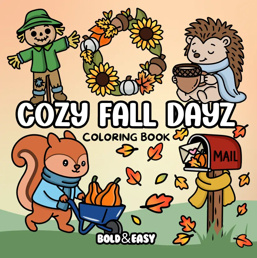 Cozy Fall Dayz Bold & Easy Coloring Book & Reusable Protective Sheet by Wook Books
