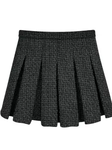 Women's Solid Tweed Skirt, Elegant Fashion Skirt for Daily Outdoor Wear, Women's Bottoms for Spring Fall