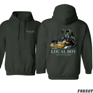 Local Boy Outfitters Hoodie With Hunting Dog And Duck - Unisex Hoodie For Wildlife Enthusiasts And Hunters, Full Colors, Full Sizes