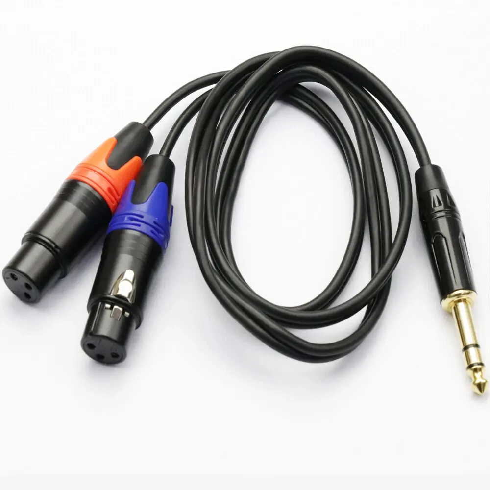 6.35mm TRS 1/4" Male to Dual XLR Female Mic Stereo Splitter Adapter Y Cable US