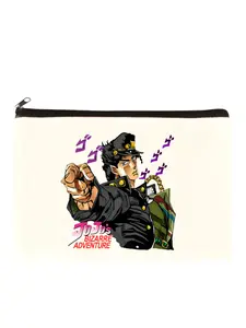 Jojos Bizarre Adventure Canvas Storage Pouch Multi Functional Cosmetic Bag Zipper Pencil Case For Students DIY