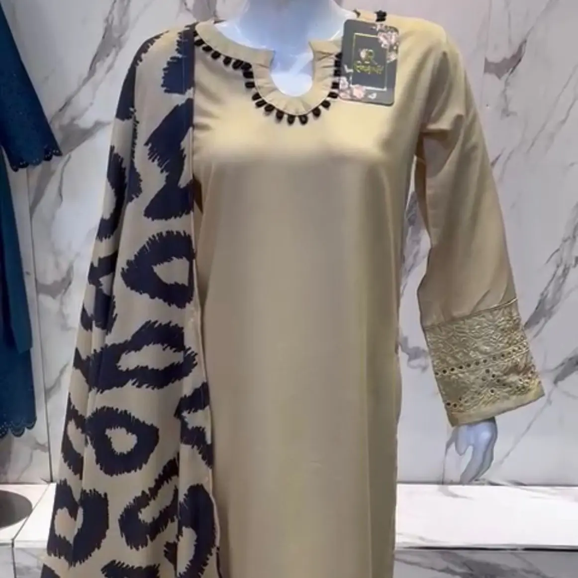 3PC Raniya Dhanak Suit Cream