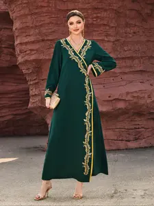 Women's Casual Dress with Embroidered Lace Trim, Elegant Design for Daily Wear & Special Occasions, Perfect Fit for Comfortable Style