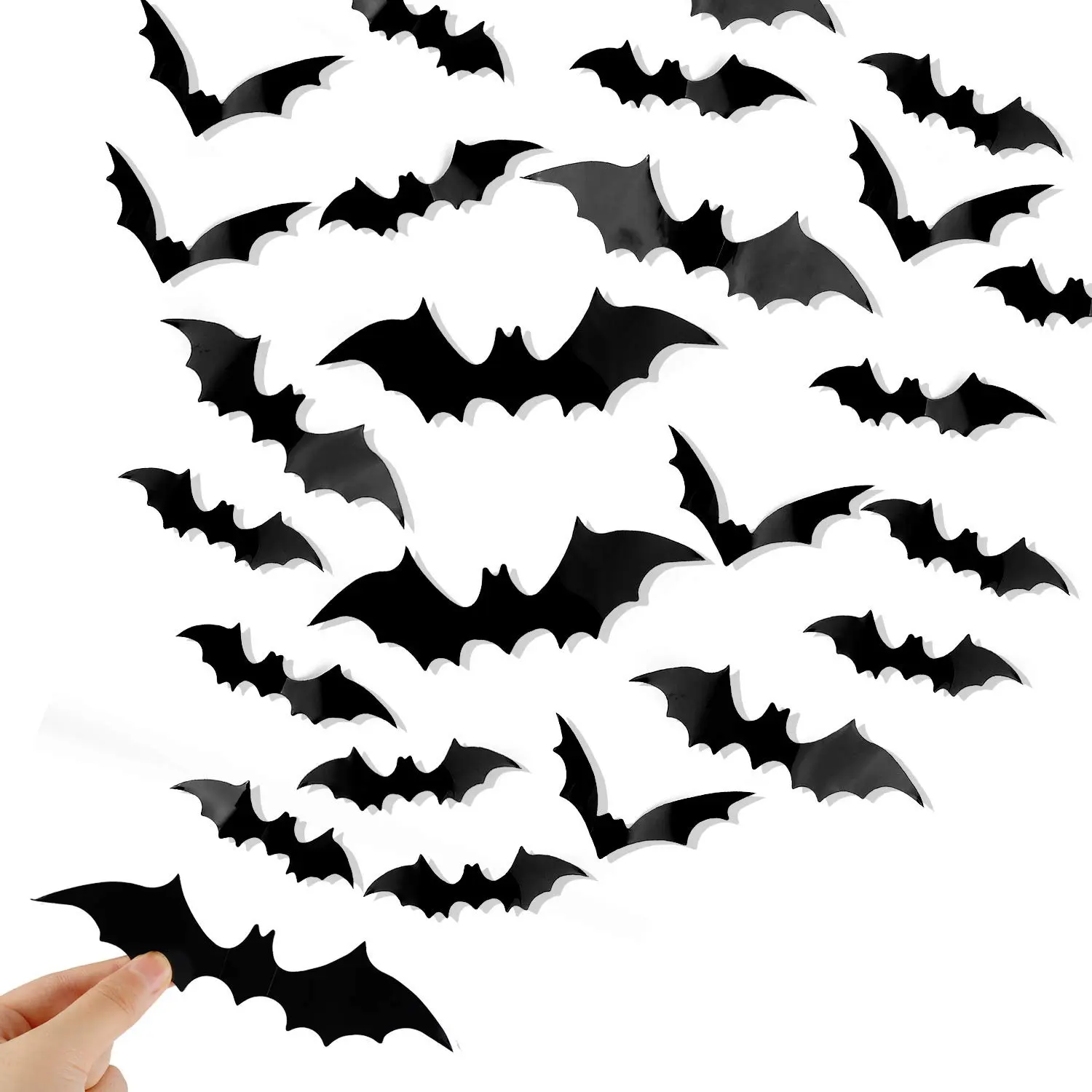 240 PCS 3D Bat Wall Stickers, Halloween Wall Decor Decorations, Black Flying Bat Decals in 4 Sizes for Window, Room, Home, Party Decoration, Decorative