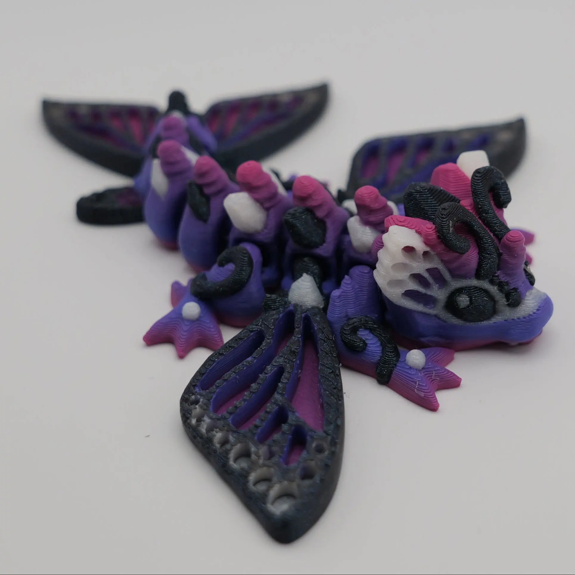 Baby Butterfly Dragon 3D Printed Articulated Fantasy Decor with Intricate Wing Details and Shimmering Finish
