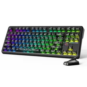 ATTACK SHARK X87ULTRA 8K Wireless Mechanical Gaming Keyboard 80% TKL 10000mAH Rechargeable BT/2.4Ghz/Wired Hot Swappable RGB Dot-matrix Display Gasket-Mount Web Driver Mega Shark Switches-Black Ink