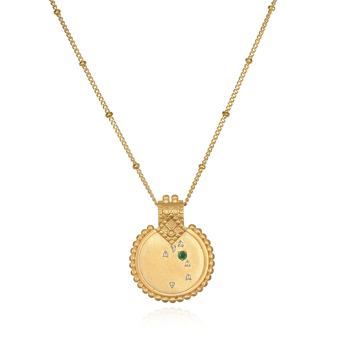 Satya Jewelry Mandala Zodiac Taurus Emerald Necklace 18k gold over brass- One year warranty