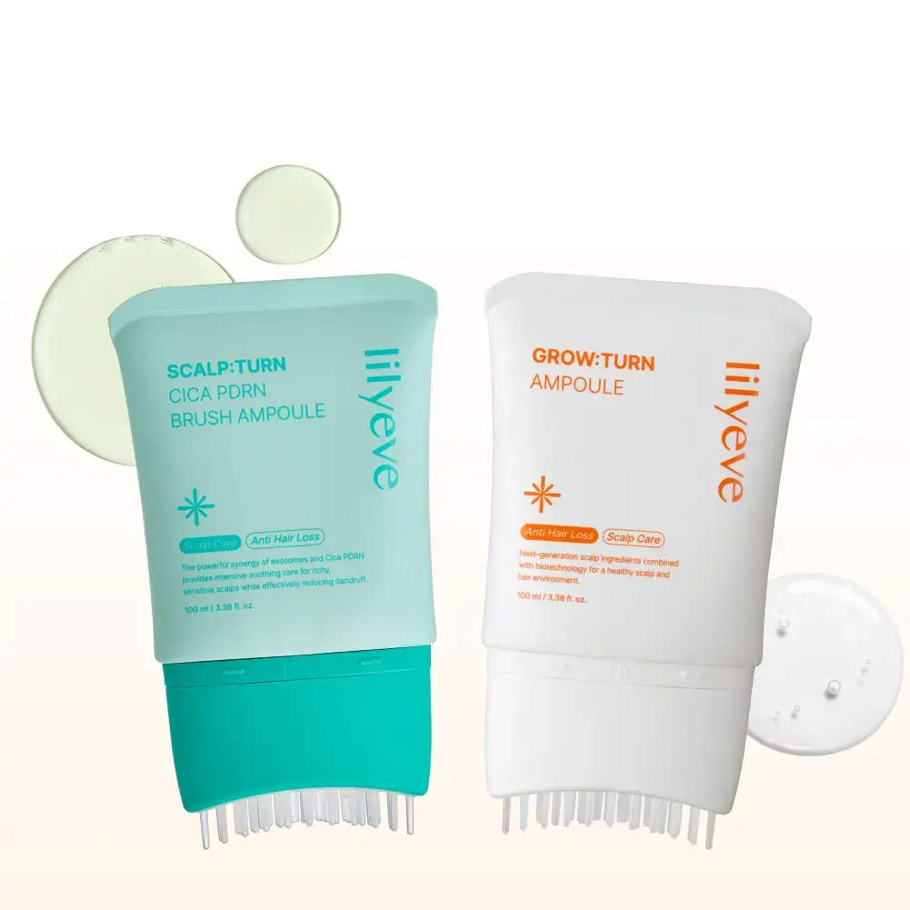 Lilyeve GROWTURN & SCALPTURN Hair Growth & Scalp Serum Duo | Hair Growth Serum & Cica PDRN Scalp Serum with Built-In Brushes