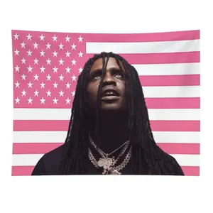 Chief Keef Pink American Flag Tapestry 3x5 FT - Polyester Hip-Hop Fan Art Wall Hanging for Bedroom Decor, Drill Aesthetic Banner