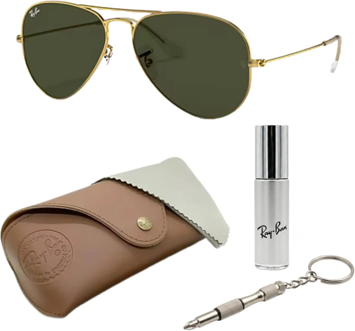 Ray-Ban RB3025 AVIATOR CLASSIC Pilot Shaped Sunglasses for Men & Women with Official RAYBAN Eyewear Kit