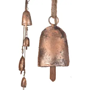Rustic Vintage Farmhouse Decorative Bells, Witches Bells for Protection, Cow Bell Wind Chime for, Door Knob Bell Door for Opening, Witchcraft Christmas Wreaths Ornament