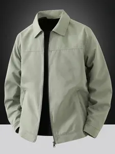 Men's lightweight jacket - Workwear Jackets, simple office casual jacket, pure color light business style, zipper closure - lapel design, machine washable, 100% polyester fiber, suitable for daily casual, work and formal occasions - spring and autumn