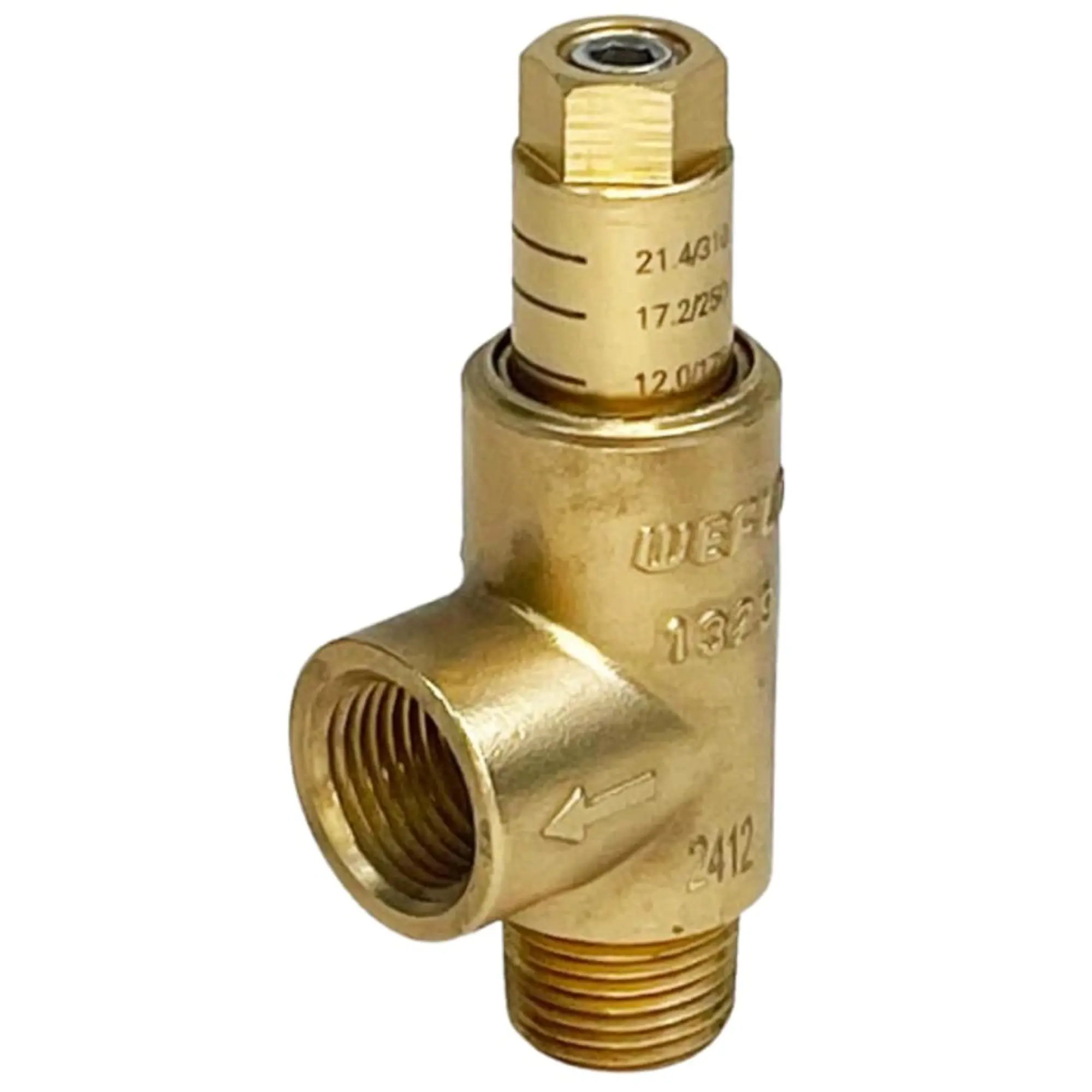 WEFLO Adjustable Pressure Release Valve - Brass, 1/2" NPT, FM Approved, 175 psi to 310 psi, EPDM Rubber Sealing Ring, Stainless Steel Component, for Pumps, Plumbing Systems & Shower Flow Control