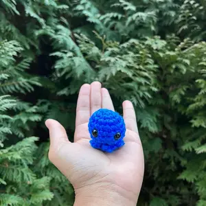 Tiny Blue Crochet Octopus