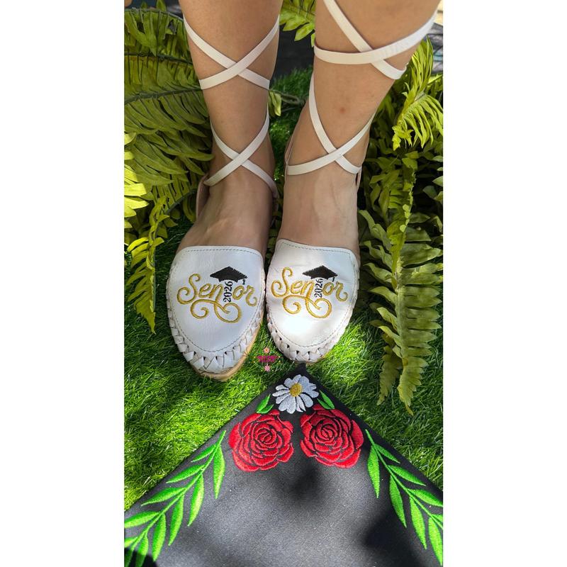 Gold Senior Black - Leather Lace Up Huaraches