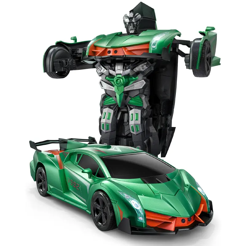 veeniix V992 Transform Remote Control Car,Transform Robot RC Cars,1:14 Scale,2-in-1 Robot Toy Car with Sound & Light Effects,Gesture Sensing,Automatic Deformation,Gift Toys for Boys and Girls (Green) Transformer Car Rc Model Car
