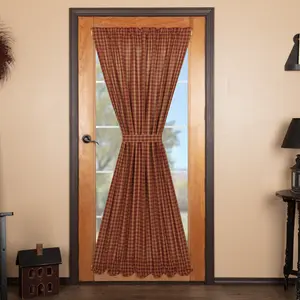 Bedford Burgundy Check Door Panel Curtain