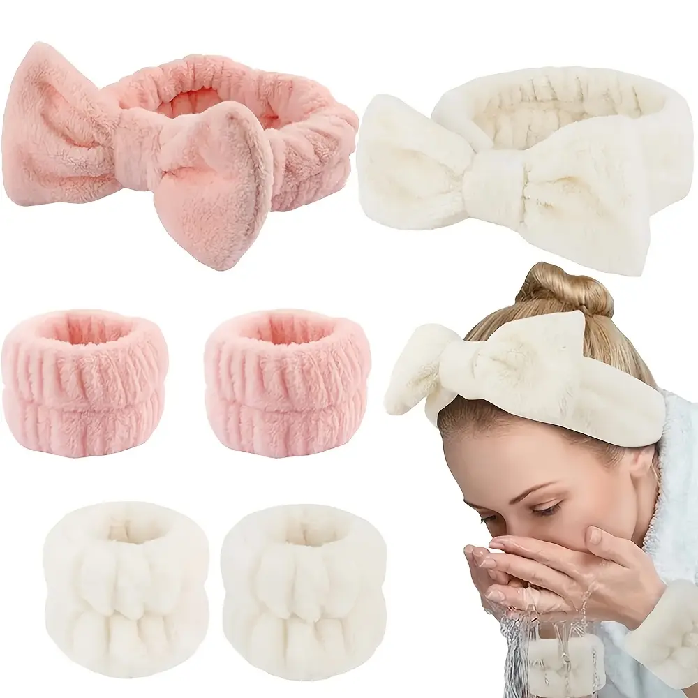 Waterproof Wristband Hair Tie Set, Headbands, Splash Proof Hand Protection for Washing Face and Hands, Durable Design, Ideal for Beginners, 3 Piece Set