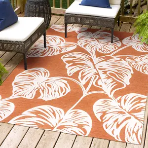 JONATHAN Y Tobago High-Low Two-Tone Monstera Leaf Indoor/Outdoor Area Rug; for Living Room, Kitchen, Bedroom, Dining Room, Patio, Porch, Backyard