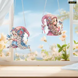 2D Flat2Pcs 2D/Flat DIY Special Shape Hanging Diamond Art Kits Diamond Painting Set Rhinestone Diamond Art Window Pendants Diamond Art PenDiamond Painting Kit is Suitable for Decorations. Create Unique DIY Handicrafts, Making Gifts Distinctive and Unique!