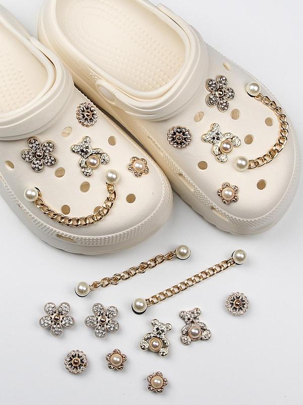 10pcs Cute Bear & Faux Pearl & Rhinestone Design Shoes Decorations ...