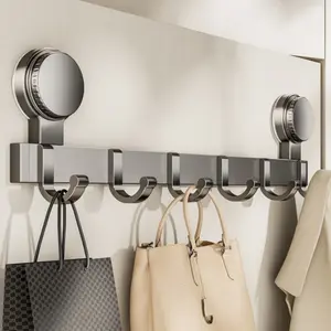 No-Drill Wall Mounted Hook, Adjustable Adhesive/suction Cup Installation, Space Saving Bathroom Kitchen Door Storage Hooks