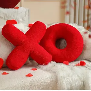 EastTree XO Pillows Valentines Love XO Shaped Red Throw Pillow Ultra Soft Teddy Fleece 14x14 in for Women Girls Kid Room Decor Valentine's Day Gift