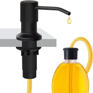 Soap Dispenser for Kitchen Sink and Extension Tube Kit, Stainless Steel Countertop SoapDispenser with  Inches Tube Connects Directly to Soap Bottle, Hand and Dish Soap Dispenser Pump (Black)