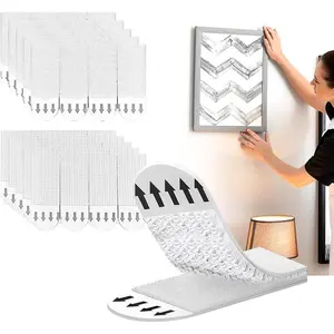 No-Drill Adhesive Wall Hooks，Adhesive Hook and loop fasteners. Heavy Duty,24P(48S) Sticky Picture Hangers for Walls Hanging Without Nail,Damage Free No Nails Refill Adhesive Poster Frame Mounting,fasteners hardware,organization,homedecor