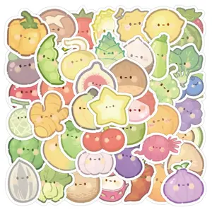 Cute Fruit & Vegetable Pattern Sticker, 63pcs/set Waterproof Self Adhesive Decor Sticker for Gift Greeting Card Water Bottle Laptop Phone Case